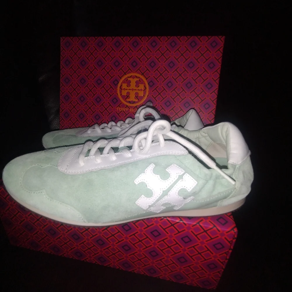 Tory Burch💥 Mint Chip Tiffany Green TT LOGO Womrnd Shoes Sneakers - Sz 9